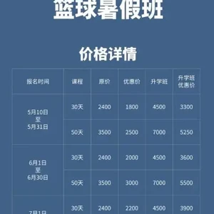 篮球训练课多少钱一节